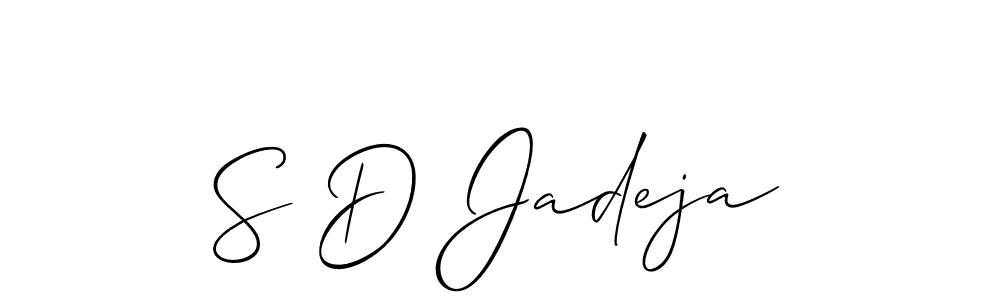 if you are searching for the best signature style for your name S D Jadeja. so please give up your signature search. here we have designed multiple signature styles  using Allison_Script. S D Jadeja signature style 2 images and pictures png