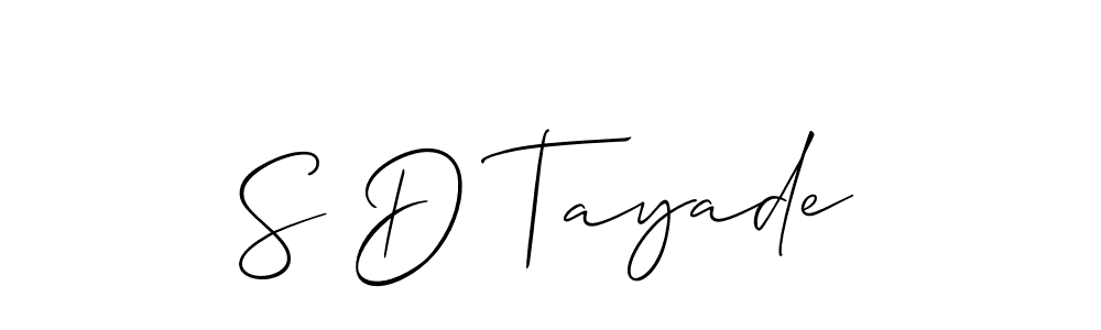 How to make S D Tayade name signature. Use Allison_Script style for creating short signs online. This is the latest handwritten sign. S D Tayade signature style 2 images and pictures png