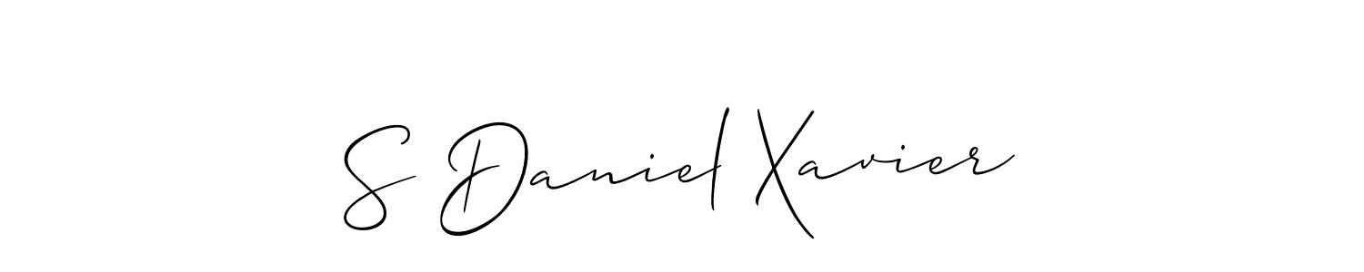 The best way (Allison_Script) to make a short signature is to pick only two or three words in your name. The name S Daniel Xavier include a total of six letters. For converting this name. S Daniel Xavier signature style 2 images and pictures png