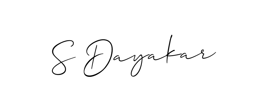 How to make S Dayakar name signature. Use Allison_Script style for creating short signs online. This is the latest handwritten sign. S Dayakar signature style 2 images and pictures png