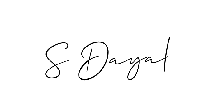 You should practise on your own different ways (Allison_Script) to write your name (S Dayal) in signature. don't let someone else do it for you. S Dayal signature style 2 images and pictures png
