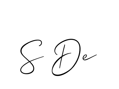 Also we have S De name is the best signature style. Create professional handwritten signature collection using Allison_Script autograph style. S De signature style 2 images and pictures png