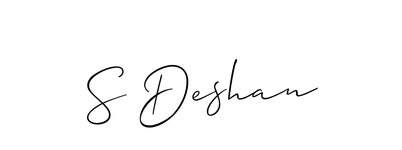 Similarly Allison_Script is the best handwritten signature design. Signature creator online .You can use it as an online autograph creator for name S Deshan. S Deshan signature style 2 images and pictures png