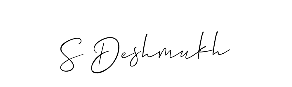 The best way (Allison_Script) to make a short signature is to pick only two or three words in your name. The name S Deshmukh include a total of six letters. For converting this name. S Deshmukh signature style 2 images and pictures png