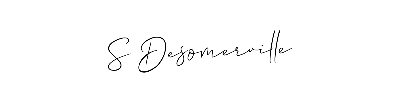 You should practise on your own different ways (Allison_Script) to write your name (S Desomerville) in signature. don't let someone else do it for you. S Desomerville signature style 2 images and pictures png