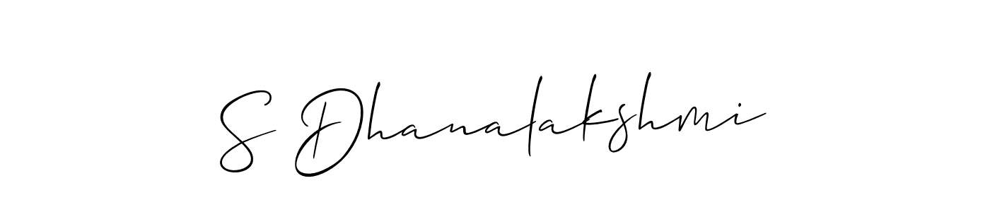 You should practise on your own different ways (Allison_Script) to write your name (S Dhanalakshmi) in signature. don't let someone else do it for you. S Dhanalakshmi signature style 2 images and pictures png