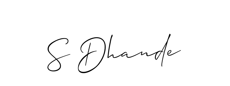 You should practise on your own different ways (Allison_Script) to write your name (S Dhande) in signature. don't let someone else do it for you. S Dhande signature style 2 images and pictures png