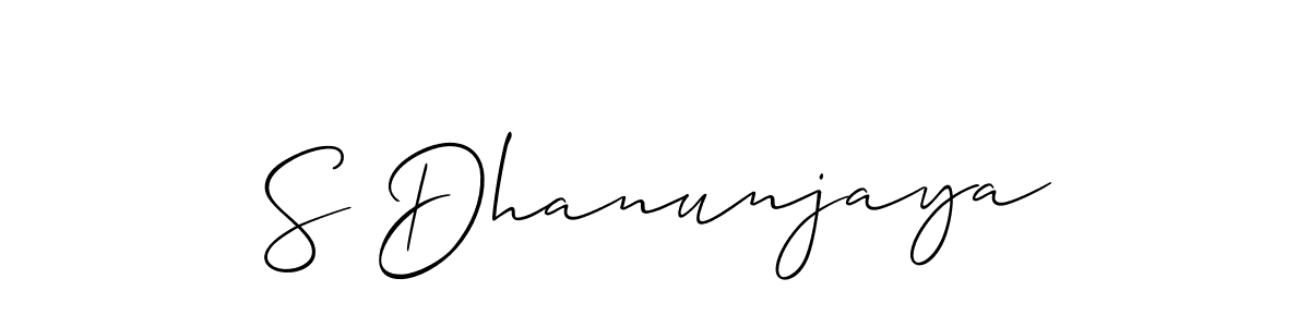 The best way (Allison_Script) to make a short signature is to pick only two or three words in your name. The name S Dhanunjaya include a total of six letters. For converting this name. S Dhanunjaya signature style 2 images and pictures png