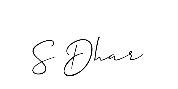 Allison_Script is a professional signature style that is perfect for those who want to add a touch of class to their signature. It is also a great choice for those who want to make their signature more unique. Get S Dhar name to fancy signature for free. S Dhar signature style 2 images and pictures png