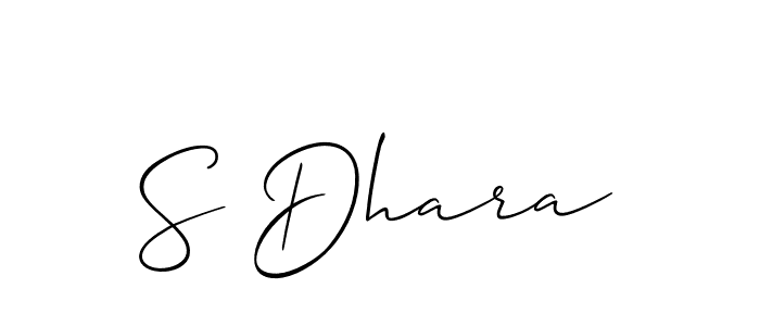 Also You can easily find your signature by using the search form. We will create S Dhara name handwritten signature images for you free of cost using Allison_Script sign style. S Dhara signature style 2 images and pictures png