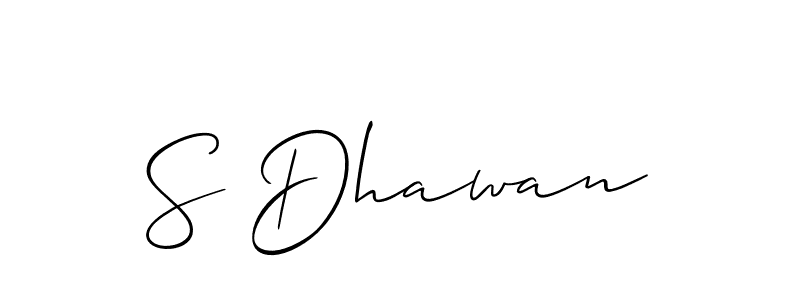 The best way (Allison_Script) to make a short signature is to pick only two or three words in your name. The name S Dhawan include a total of six letters. For converting this name. S Dhawan signature style 2 images and pictures png