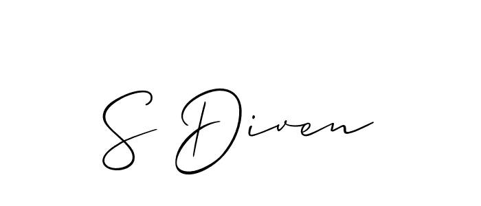 Design your own signature with our free online signature maker. With this signature software, you can create a handwritten (Allison_Script) signature for name S Diven. S Diven signature style 2 images and pictures png