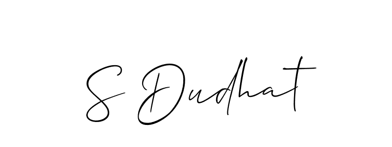 How to make S Dudhat name signature. Use Allison_Script style for creating short signs online. This is the latest handwritten sign. S Dudhat signature style 2 images and pictures png