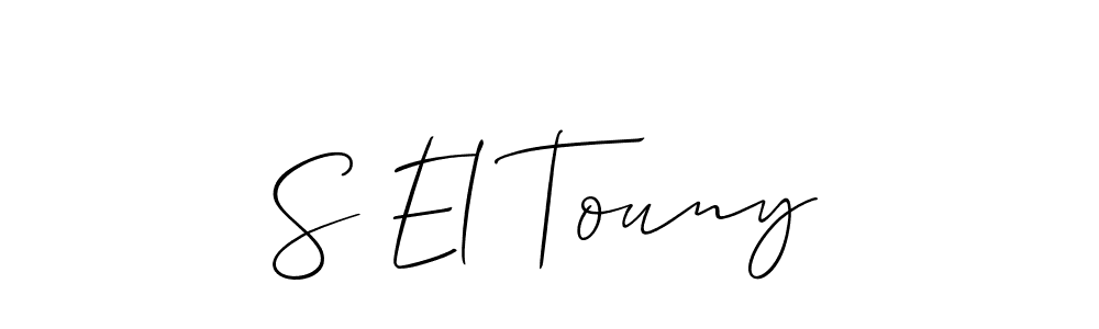 The best way (Allison_Script) to make a short signature is to pick only two or three words in your name. The name S El Touny include a total of six letters. For converting this name. S El Touny signature style 2 images and pictures png