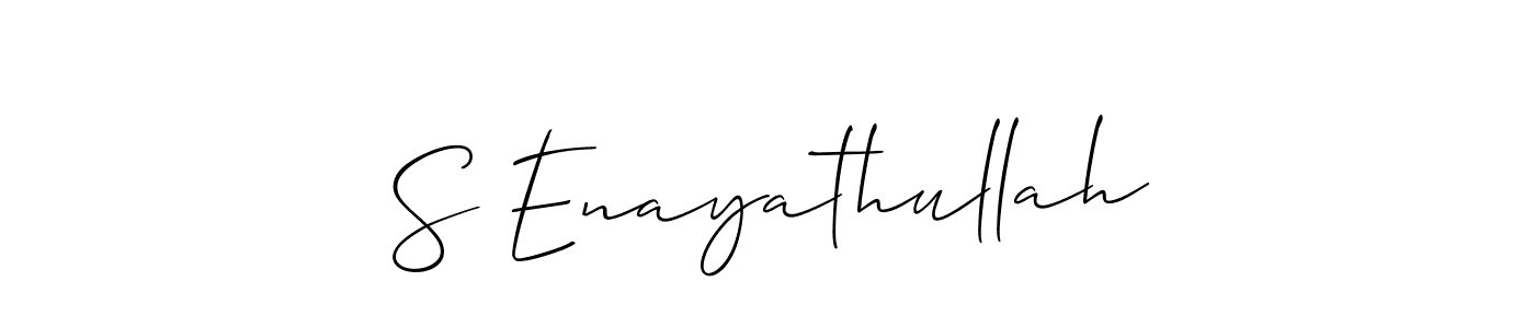 Also You can easily find your signature by using the search form. We will create S Enayathullah name handwritten signature images for you free of cost using Allison_Script sign style. S Enayathullah signature style 2 images and pictures png