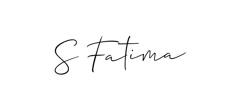 Make a beautiful signature design for name S Fatima. With this signature (Allison_Script) style, you can create a handwritten signature for free. S Fatima signature style 2 images and pictures png