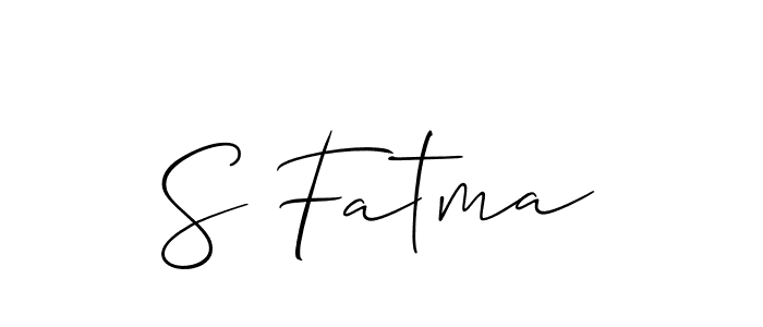 if you are searching for the best signature style for your name S Fatma. so please give up your signature search. here we have designed multiple signature styles  using Allison_Script. S Fatma signature style 2 images and pictures png