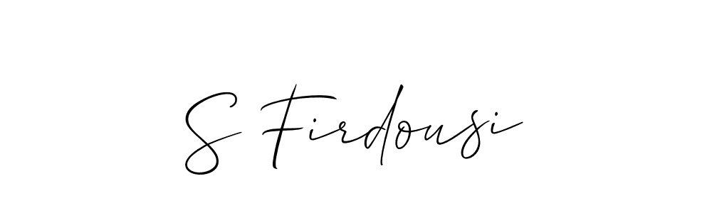 Create a beautiful signature design for name S Firdousi. With this signature (Allison_Script) fonts, you can make a handwritten signature for free. S Firdousi signature style 2 images and pictures png