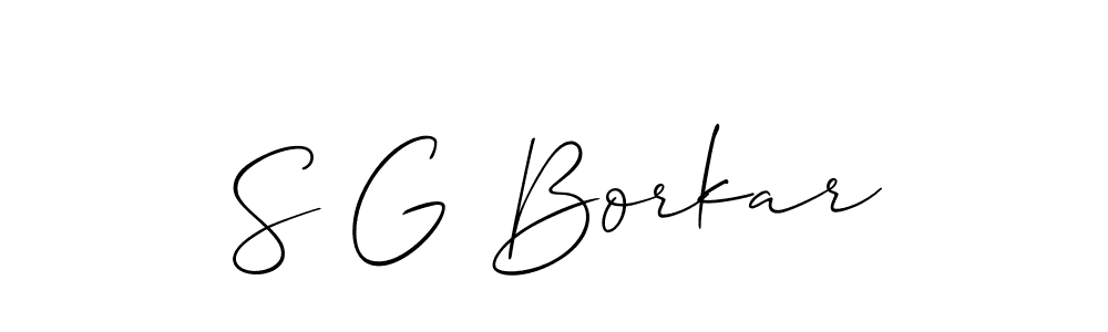 How to make S G Borkar name signature. Use Allison_Script style for creating short signs online. This is the latest handwritten sign. S G Borkar signature style 2 images and pictures png