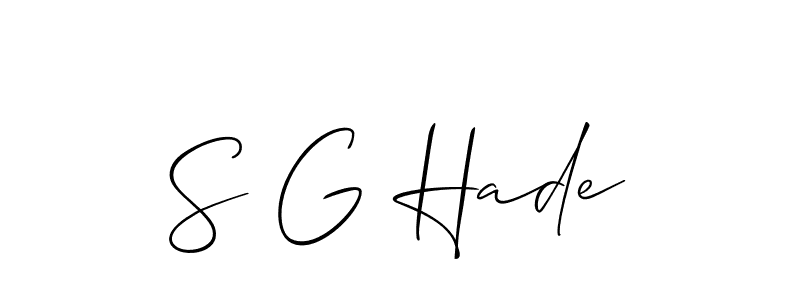 Check out images of Autograph of S G Hade name. Actor S G Hade Signature Style. Allison_Script is a professional sign style online. S G Hade signature style 2 images and pictures png