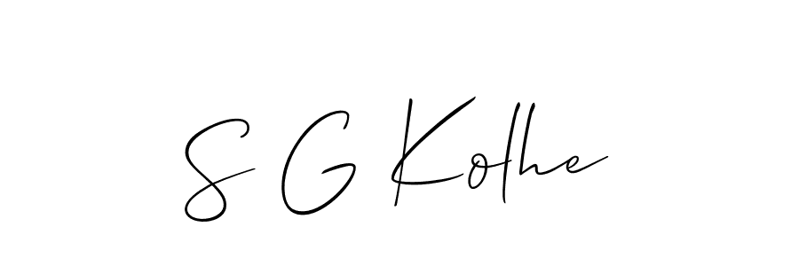 Also You can easily find your signature by using the search form. We will create S G Kolhe name handwritten signature images for you free of cost using Allison_Script sign style. S G Kolhe signature style 2 images and pictures png