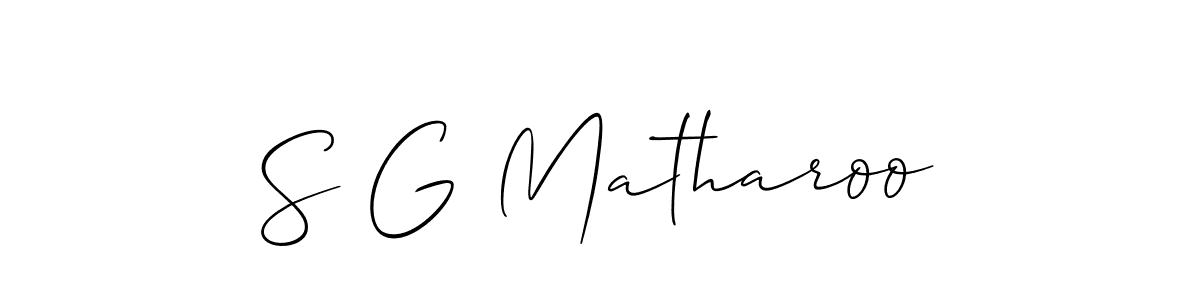 Make a short S G Matharoo signature style. Manage your documents anywhere anytime using Allison_Script. Create and add eSignatures, submit forms, share and send files easily. S G Matharoo signature style 2 images and pictures png
