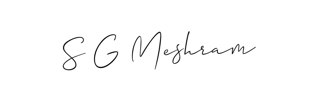 The best way (Allison_Script) to make a short signature is to pick only two or three words in your name. The name S G Meshram include a total of six letters. For converting this name. S G Meshram signature style 2 images and pictures png