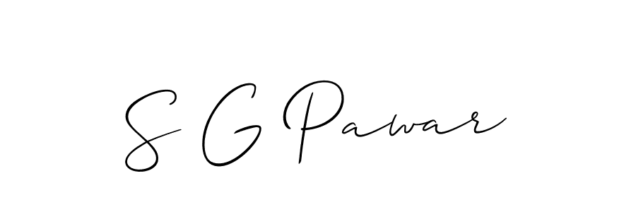 Also You can easily find your signature by using the search form. We will create S G Pawar name handwritten signature images for you free of cost using Allison_Script sign style. S G Pawar signature style 2 images and pictures png