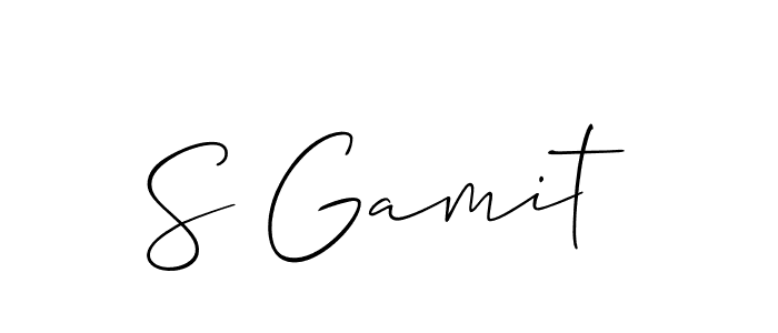 Design your own signature with our free online signature maker. With this signature software, you can create a handwritten (Allison_Script) signature for name S Gamit. S Gamit signature style 2 images and pictures png