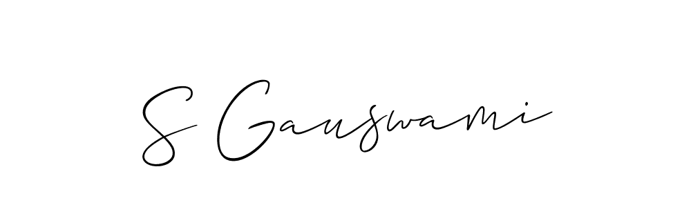Also You can easily find your signature by using the search form. We will create S Gauswami name handwritten signature images for you free of cost using Allison_Script sign style. S Gauswami signature style 2 images and pictures png