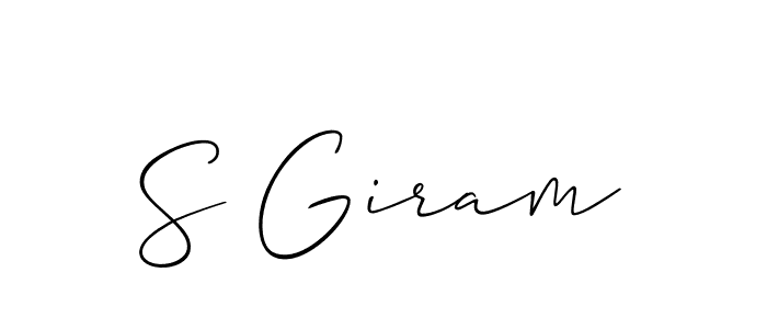The best way (Allison_Script) to make a short signature is to pick only two or three words in your name. The name S Giram include a total of six letters. For converting this name. S Giram signature style 2 images and pictures png
