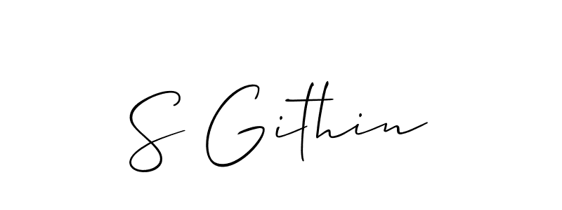 if you are searching for the best signature style for your name S Githin. so please give up your signature search. here we have designed multiple signature styles  using Allison_Script. S Githin signature style 2 images and pictures png