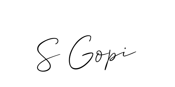 Also You can easily find your signature by using the search form. We will create S Gopi name handwritten signature images for you free of cost using Allison_Script sign style. S Gopi signature style 2 images and pictures png
