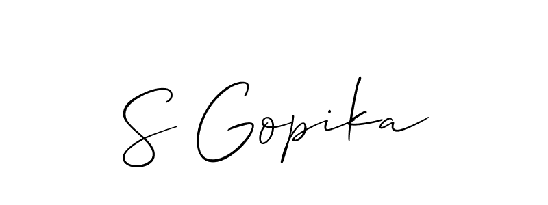 See photos of S Gopika official signature by Spectra . Check more albums & portfolios. Read reviews & check more about Allison_Script font. S Gopika signature style 2 images and pictures png