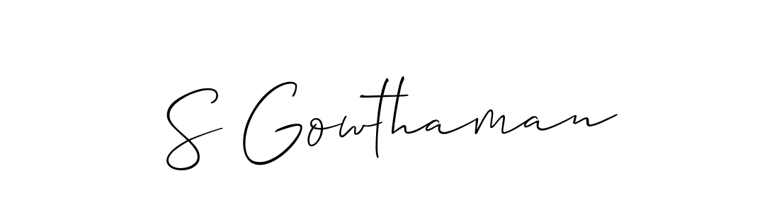 It looks lik you need a new signature style for name S Gowthaman. Design unique handwritten (Allison_Script) signature with our free signature maker in just a few clicks. S Gowthaman signature style 2 images and pictures png