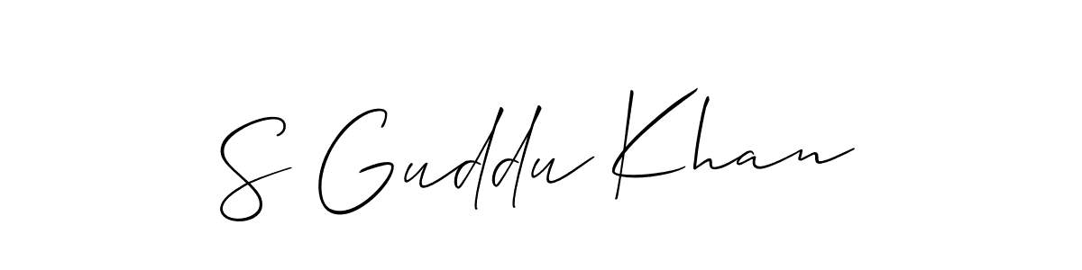 Also You can easily find your signature by using the search form. We will create S Guddu Khan name handwritten signature images for you free of cost using Allison_Script sign style. S Guddu Khan signature style 2 images and pictures png