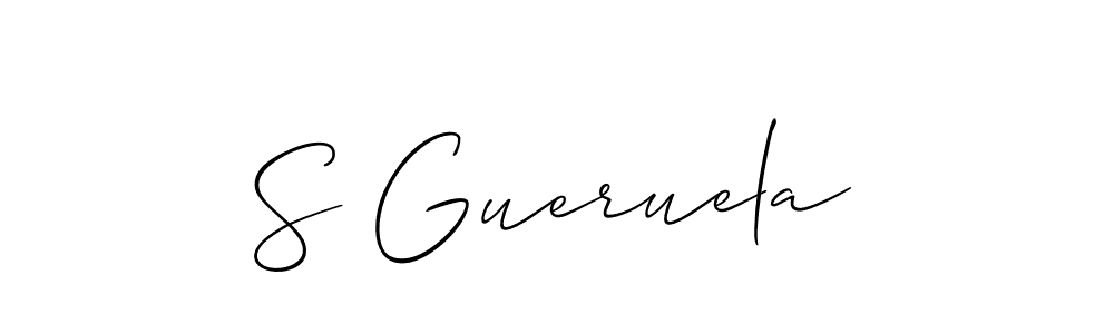 How to make S Gueruela name signature. Use Allison_Script style for creating short signs online. This is the latest handwritten sign. S Gueruela signature style 2 images and pictures png