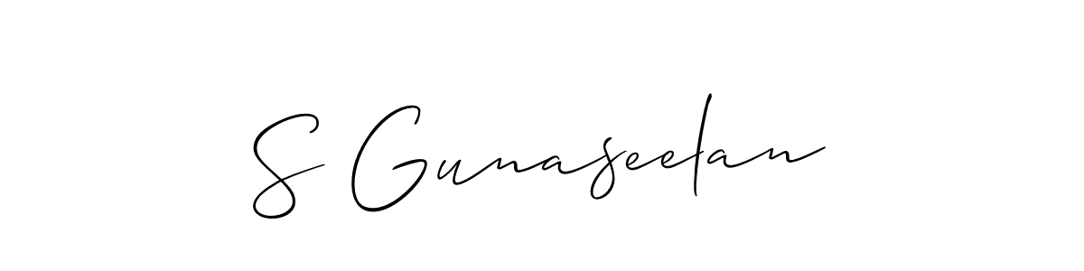 You should practise on your own different ways (Allison_Script) to write your name (S Gunaseelan) in signature. don't let someone else do it for you. S Gunaseelan signature style 2 images and pictures png