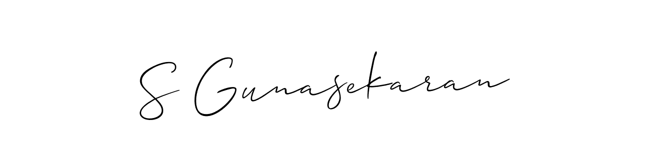 Make a short S Gunasekaran signature style. Manage your documents anywhere anytime using Allison_Script. Create and add eSignatures, submit forms, share and send files easily. S Gunasekaran signature style 2 images and pictures png