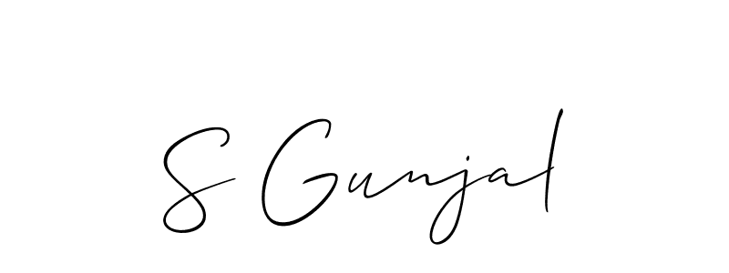 if you are searching for the best signature style for your name S Gunjal. so please give up your signature search. here we have designed multiple signature styles  using Allison_Script. S Gunjal signature style 2 images and pictures png