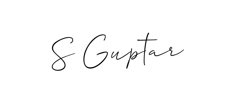 The best way (Allison_Script) to make a short signature is to pick only two or three words in your name. The name S Guptar include a total of six letters. For converting this name. S Guptar signature style 2 images and pictures png