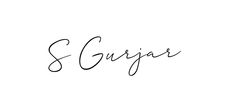 Use a signature maker to create a handwritten signature online. With this signature software, you can design (Allison_Script) your own signature for name S Gurjar. S Gurjar signature style 2 images and pictures png