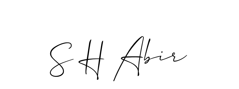 Use a signature maker to create a handwritten signature online. With this signature software, you can design (Allison_Script) your own signature for name S H Abir. S H Abir signature style 2 images and pictures png