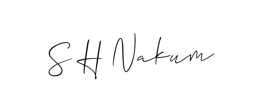 if you are searching for the best signature style for your name S H Nakum. so please give up your signature search. here we have designed multiple signature styles  using Allison_Script. S H Nakum signature style 2 images and pictures png