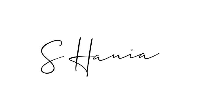 The best way (Allison_Script) to make a short signature is to pick only two or three words in your name. The name S Hania include a total of six letters. For converting this name. S Hania signature style 2 images and pictures png
