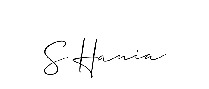 The best way (Allison_Script) to make a short signature is to pick only two or three words in your name. The name S Hania include a total of six letters. For converting this name. S Hania signature style 2 images and pictures png