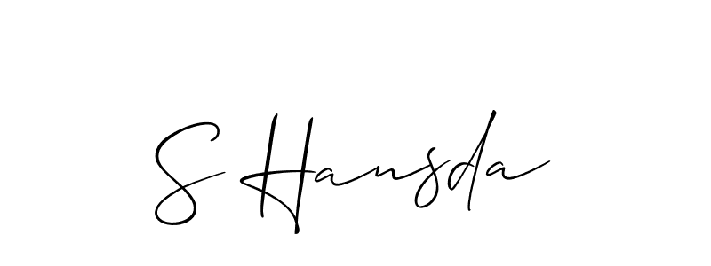 Allison_Script is a professional signature style that is perfect for those who want to add a touch of class to their signature. It is also a great choice for those who want to make their signature more unique. Get S Hansda name to fancy signature for free. S Hansda signature style 2 images and pictures png