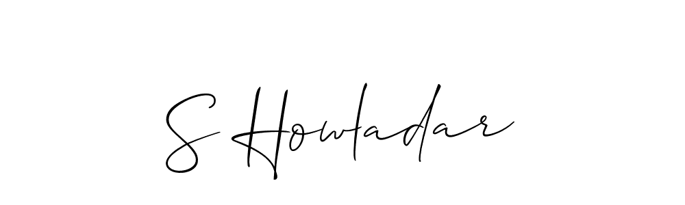 The best way (Allison_Script) to make a short signature is to pick only two or three words in your name. The name S Howladar include a total of six letters. For converting this name. S Howladar signature style 2 images and pictures png