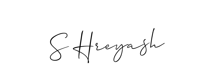 How to make S Hreyash name signature. Use Allison_Script style for creating short signs online. This is the latest handwritten sign. S Hreyash signature style 2 images and pictures png