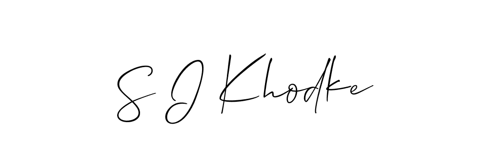 Use a signature maker to create a handwritten signature online. With this signature software, you can design (Allison_Script) your own signature for name S I Khodke. S I Khodke signature style 2 images and pictures png